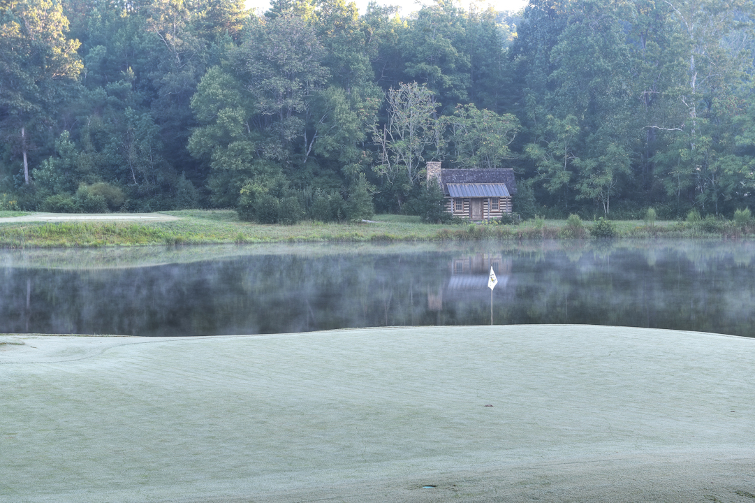 Professional Resort Photography and Video - Golf Course water hole with steam coming off water